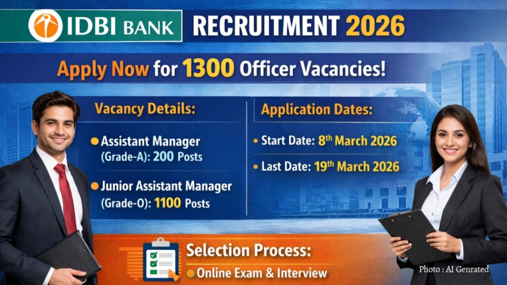 IDBI Bank Vacancy 2026: Apply Online for 1300 Officer Level Post