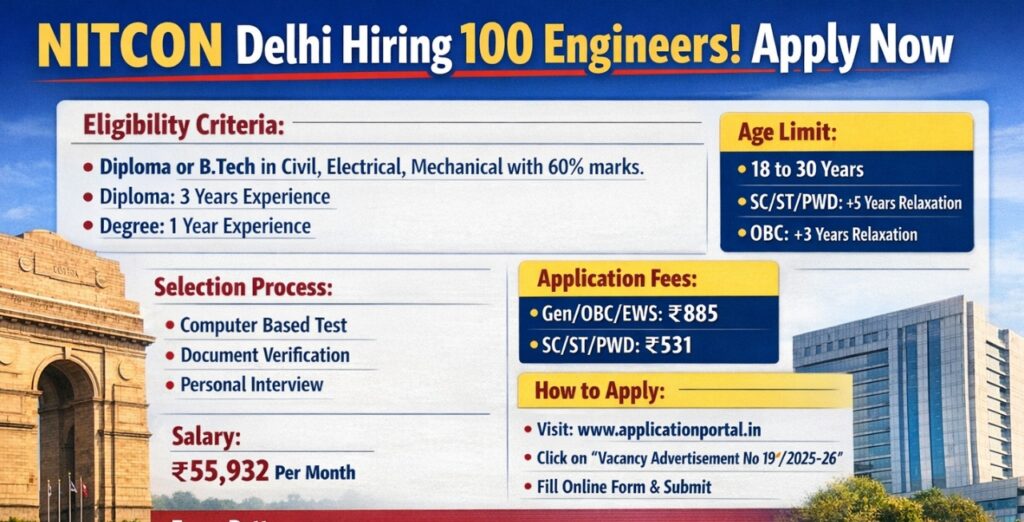 NITCON Recruitment 2026: 100 Engineering Jobs Open – Apply Online Now