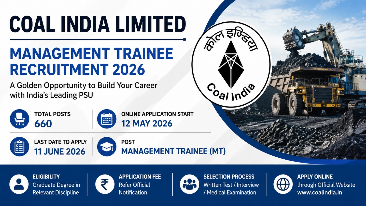 Coal India CIL Management Trainee MT Recruitment [ 660 Post ] 2026, Apply Online
