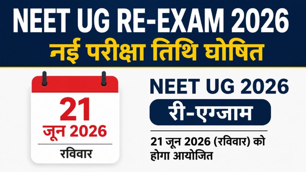 NEET UG Re- Exam 2026 : NTA ने नई परीक्षा तिथि घोषित की, पूरी जानकारी देखें