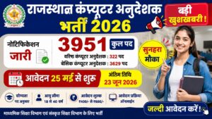 Rajasthan Computer Instructor Recruitment 2026: 3951 पदों पर निकली बड़ी भर्ती, 25 मई से शुरू होंगे आवेदन Rajasthan Computer Instructor Recruitment 2026