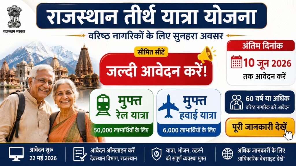 Rajasthan Free Teerth Yatra Yojana 2026: 10 जून से पहले करें आवेदन, पूरी जानकारी देखें