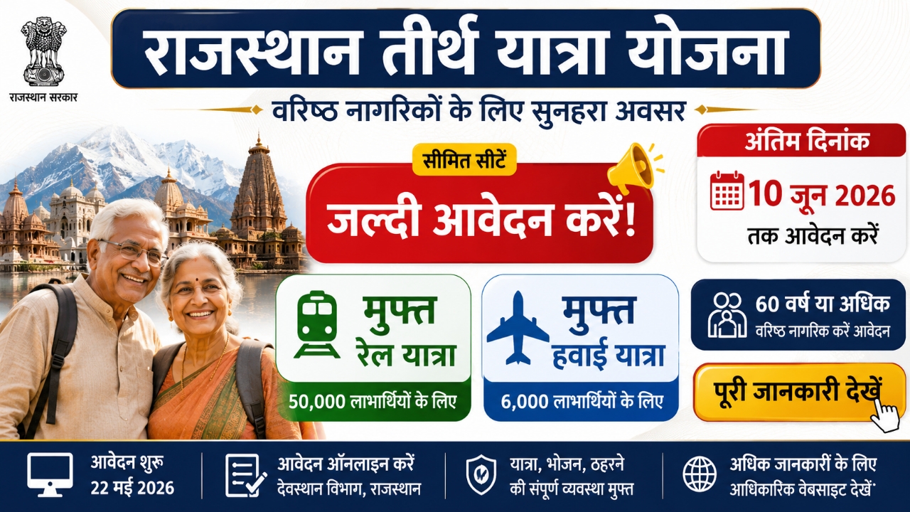 Rajasthan Free Teerth Yatra Yojana 2026: 10 जून से पहले करें आवेदन, पूरी जानकारी देखें