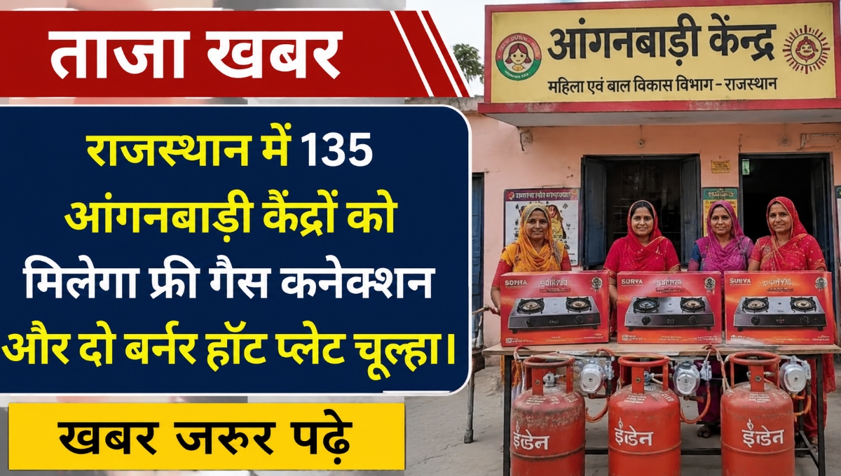 राजस्थान सरकार का नया कदम: 135 आंगनबाड़ी केंद्रों को मिलेगा गैस कनेक्शन और दो बर्नर चूल्हा